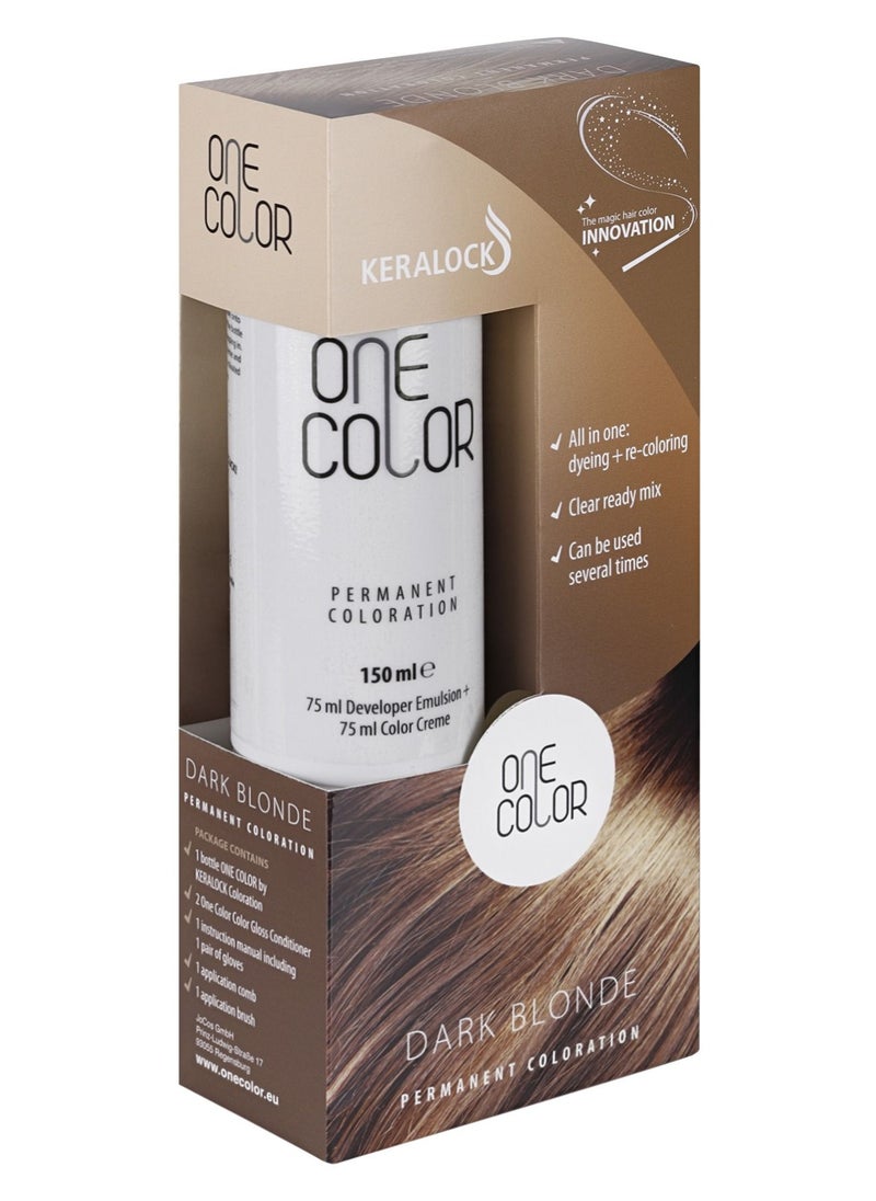 KERALOCK - Keralock Permanent Hair Color - 150ml, No Premix Needed, Reusable for Up to 4 Months - All-in-One Dye with Conditioner & Brush (Dark Blonde, 150ml) - Image 1