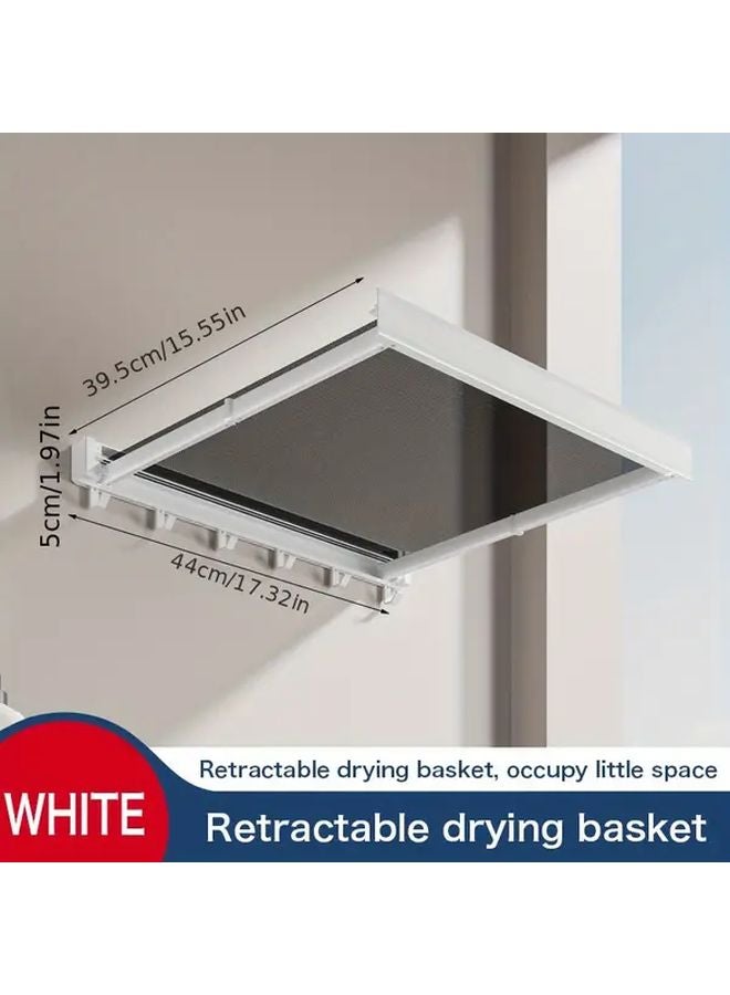 White Mesh Drying Rack 17.32 Inch Foldable Wall Mounted Space Saving Laundry Bathroom Accessories - Image 1