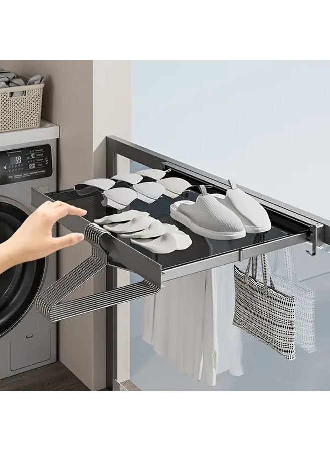 White Mesh Drying Rack 17.32 Inch Foldable Wall Mounted Space Saving Laundry Bathroom Accessories - Image 2