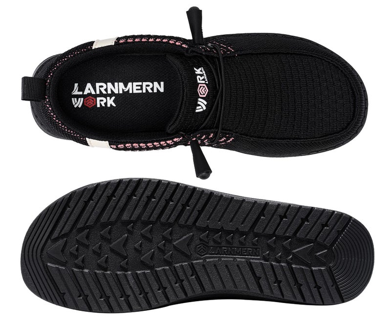 LARNMERN Steel Toe Loafers Women Slip On Work Safety Shoes Lightweight Comfortable Walking Sneakers Casual(6 Women, Black Pink) - Image 4