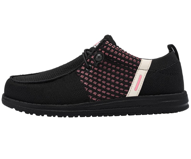 LARNMERN Steel Toe Loafers Women Slip On Work Safety Shoes Lightweight Comfortable Walking Sneakers Casual(6 Women, Black Pink) - Image 2