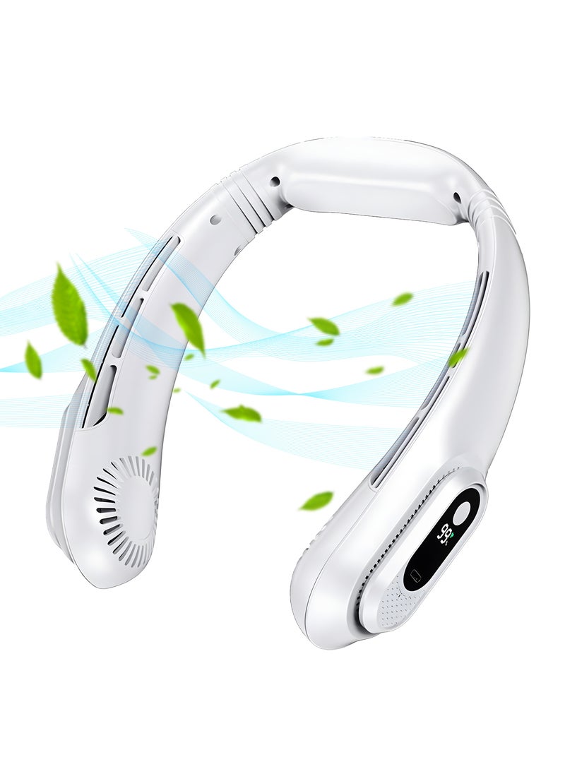 HOME 4 YOU Portable Neck Fan Bladeless Wearable Personal Fan with 360°Cooling Airflow USB-C-type Rechargeable Personal Neck Fan Quiet Wearable Fan with 4 Wind Speed for Sports Outdoor Indoor White  - Image 1
