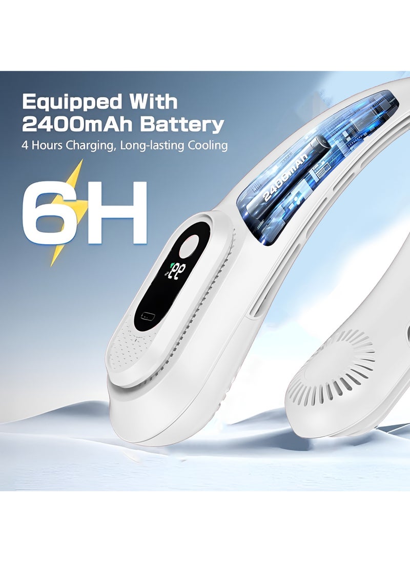 HOME 4 YOU Portable Neck Fan Bladeless Wearable Personal Fan with 360°Cooling Airflow USB-C-type Rechargeable Personal Neck Fan Quiet Wearable Fan with 4 Wind Speed for Sports Outdoor Indoor White  - Image 5