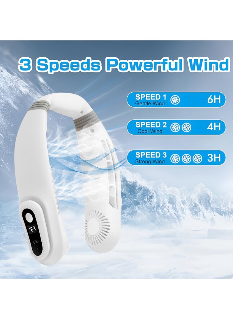 HOME 4 YOU Portable Neck Fan Bladeless Wearable Personal Fan with 360°Cooling Airflow USB-C-type Rechargeable Personal Neck Fan Quiet Wearable Fan with 4 Wind Speed for Sports Outdoor Indoor White  - Image 4