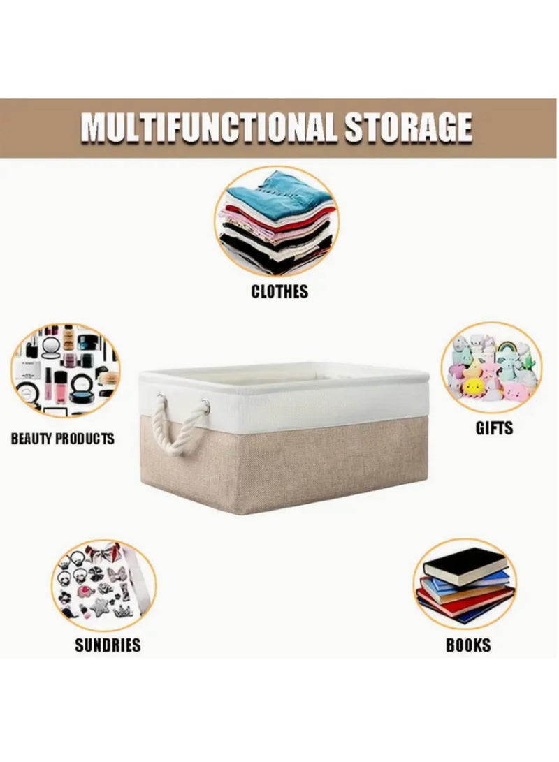 مجموعة سلال تخزين 3 قطع - سلال زخرفية لصناديق التخزين الكبيرة مع مقابض لتخزين الملابس، الألعاب، الكتب في الحمام، غرفة المعيشة، المرآب، المنزل، المكتب - Image 4