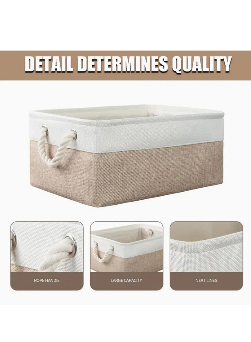 مجموعة سلال تخزين 3 قطع - سلال زخرفية لصناديق التخزين الكبيرة مع مقابض لتخزين الملابس، الألعاب، الكتب في الحمام، غرفة المعيشة، المرآب، المنزل، المكتب - Image 2