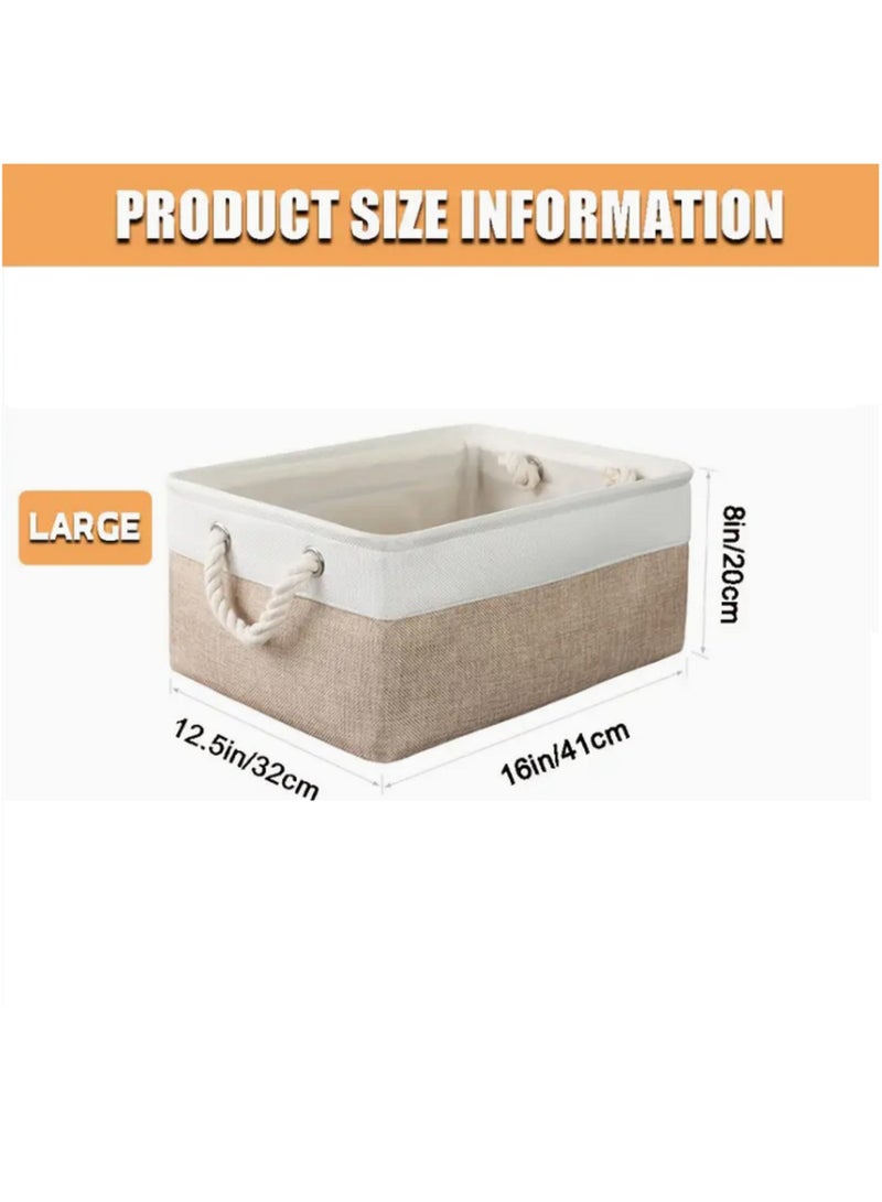 مجموعة سلال تخزين 3 قطع - سلال زخرفية لصناديق التخزين الكبيرة مع مقابض لتخزين الملابس، الألعاب، الكتب في الحمام، غرفة المعيشة، المرآب، المنزل، المكتب - Image 3