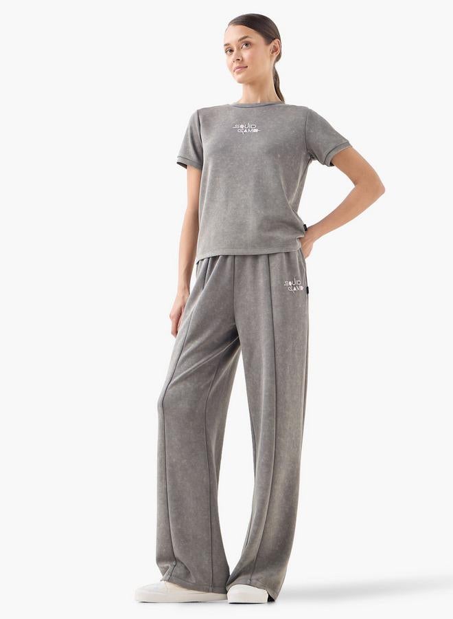 SP Characters Squid Game Embroidered Track Pants with Pockets - Image 2