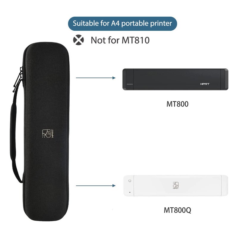 HPRT Hard EVA Storage Case MT800 MT800Q Mobile A4 Thermal Printer, Portable Printer Carry Case, Black Compact and Lightweight, Waterproof and Shock Proof - Image 2