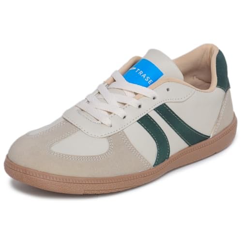 TRASE Casual Sneaker Shoes for Women | Soft Cushioned Insole | Sneakers for Woman | Lightweight | Comfortable | Stylish, Trendy Girls and Women Sneakers with Laces (Cream-Green, 7 UK) - Image 1