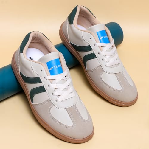 TRASE Casual Sneaker Shoes for Women | Soft Cushioned Insole | Sneakers for Woman | Lightweight | Comfortable | Stylish, Trendy Girls and Women Sneakers with Laces (Cream-Green, 7 UK) - Image 3