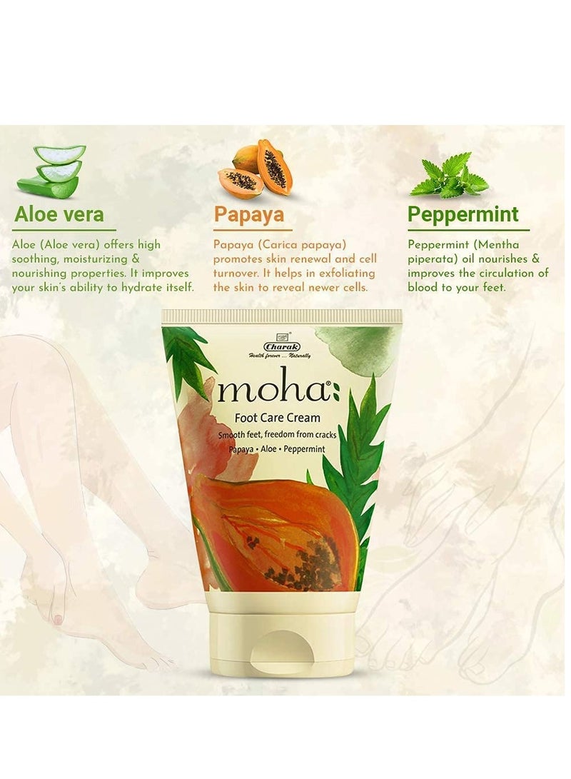 moha  Foot Cream For Rough Dry and Cracked Heel Feet Cream For Heel Repair With Benefits Of AleoVera Papaya and Peppermint Each 100 gram Pack of 2 - Image 3