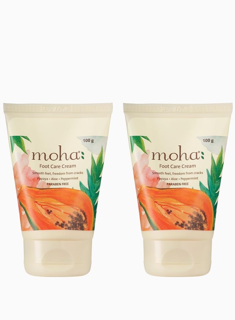 moha  Foot Cream For Rough Dry and Cracked Heel Feet Cream For Heel Repair With Benefits Of AleoVera Papaya and Peppermint Each 100 gram Pack of 2 - Image 1