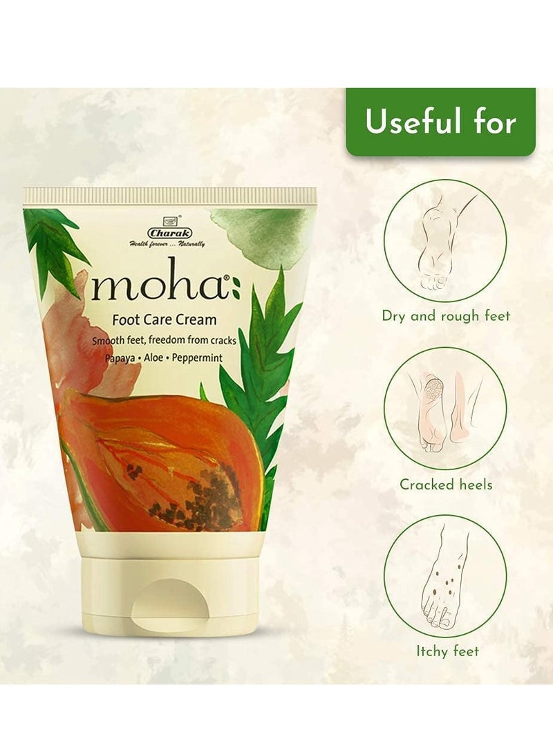 moha  Foot Cream For Rough Dry and Cracked Heel Feet Cream For Heel Repair With Benefits Of AleoVera Papaya and Peppermint Each 100 gram Pack of 2 - Image 2