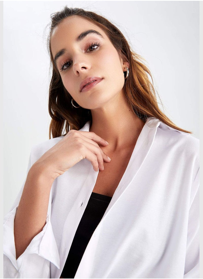 DeFacto - Oversize Fit Long Sleeve Poplin Shirt - Image 1