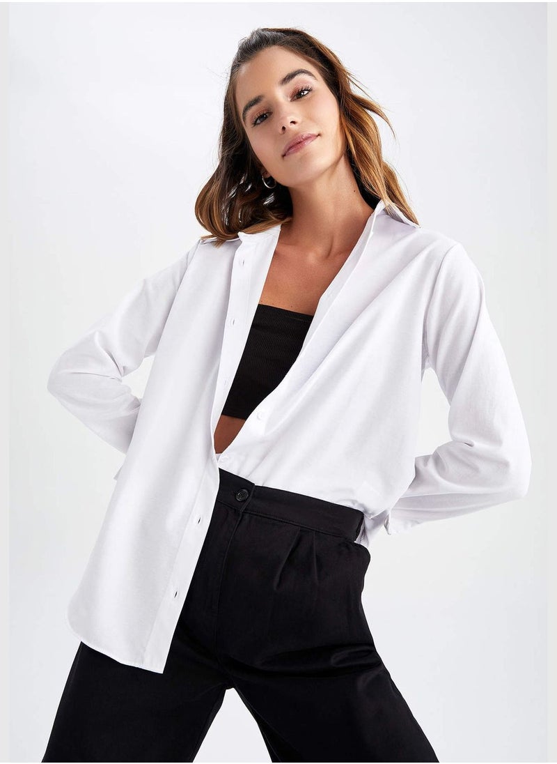 DeFacto - Oversize Fit Long Sleeve Poplin Shirt - Image 1