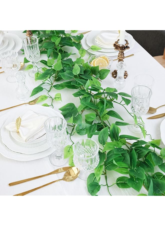 erorex 6Ft Scindapsus Artificial Vine Set 2 Pack Realistic Silk Leaf Garlands Perfect For Bedroom Party Wedding Decor Lush Faux Greenery For Wall And Room Accents - Image 3