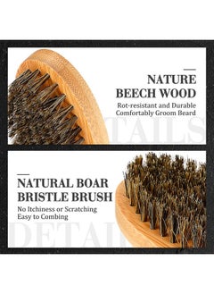 Maitys Aitys 10 Sets Beard Brush Comb Scissors Set For Men Natural Boar Bristle Brush Dual Action Pear Wood Comb With Wide Tooth Mustache Trimming Scissors With Travel Pouch Straighten Soften Your Beard  - Image 5