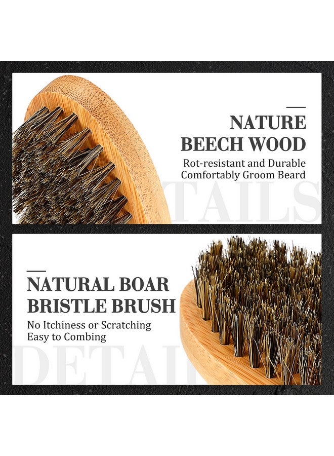 Maitys Aitys 10 Sets Beard Brush Comb Scissors Set For Men Natural Boar Bristle Brush Dual Action Pear Wood Comb With Wide Tooth Mustache Trimming Scissors With Travel Pouch Straighten Soften Your Beard  - Image 5