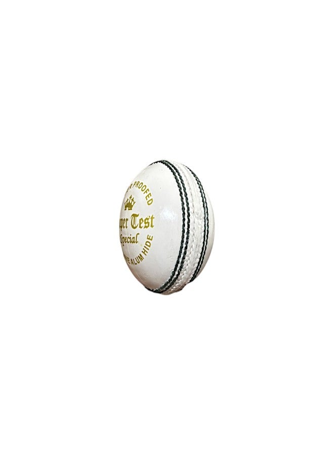 SBG White Supertest Leather Ball for Test Matches and one Day Matches, Hand Stitched with Perfect Seam, 100 Overs Ball (1 Ball) - Image 5
