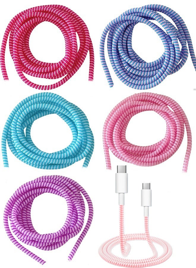 5 Pcs 160 cm Laser Color Cable Protector Winder USB Charging Headphone Cable Anti Tangle Organizer for Phone Laptop Earbuds Home Office Car Travel Use Electronic Device Accessories - Image 1