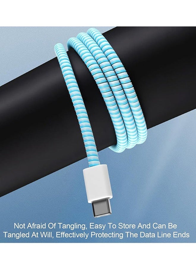 5 Pcs 160 cm Laser Color Cable Protector Winder USB Charging Headphone Cable Anti Tangle Organizer for Phone Laptop Earbuds Home Office Car Travel Use Electronic Device Accessories - Image 5