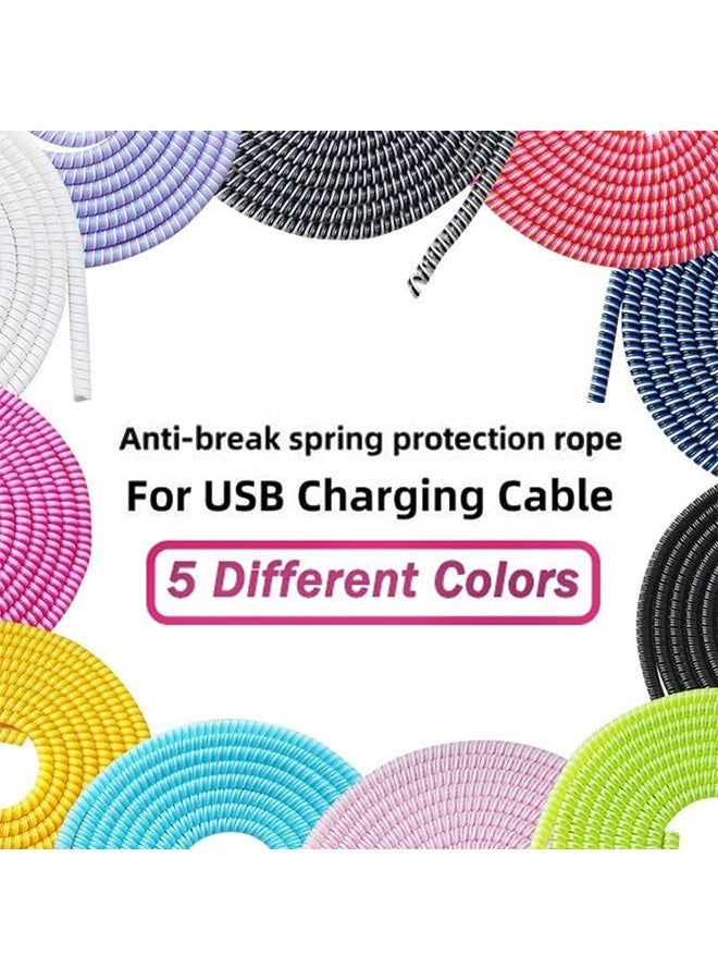 5 Pcs 160 cm Laser Color Cable Protector Winder USB Charging Headphone Cable Anti Tangle Organizer for Phone Laptop Earbuds Home Office Car Travel Use Electronic Device Accessories - Image 2