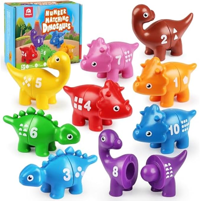 NUMBERS MATCHING GAME 10PCS, 123 COUNTING DINOSAUR TOYS, EDUCATIONAL PRESCHOOL MONTESSORI FINE MOTOR SKILL MATHEMATICS LEARNING TOYS FOR 2 3 4 YEARS OLD - Image 2