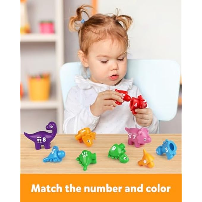 NUMBERS MATCHING GAME 10PCS, 123 COUNTING DINOSAUR TOYS, EDUCATIONAL PRESCHOOL MONTESSORI FINE MOTOR SKILL MATHEMATICS LEARNING TOYS FOR 2 3 4 YEARS OLD - Image 3