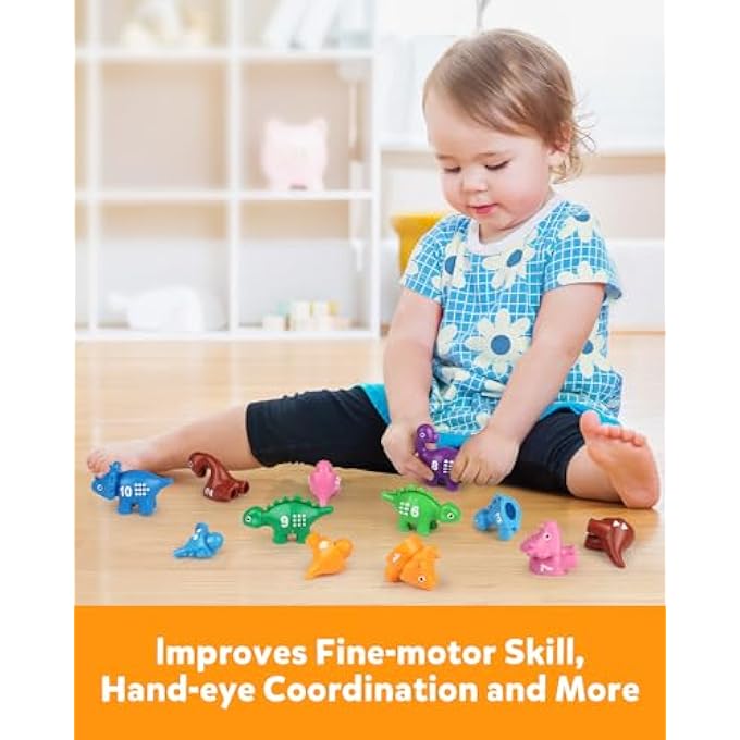 NUMBERS MATCHING GAME 10PCS, 123 COUNTING DINOSAUR TOYS, EDUCATIONAL PRESCHOOL MONTESSORI FINE MOTOR SKILL MATHEMATICS LEARNING TOYS FOR 2 3 4 YEARS OLD - Image 5