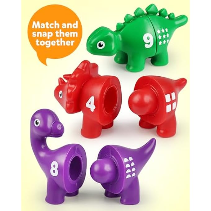 NUMBERS MATCHING GAME 10PCS, 123 COUNTING DINOSAUR TOYS, EDUCATIONAL PRESCHOOL MONTESSORI FINE MOTOR SKILL MATHEMATICS LEARNING TOYS FOR 2 3 4 YEARS OLD - Image 4