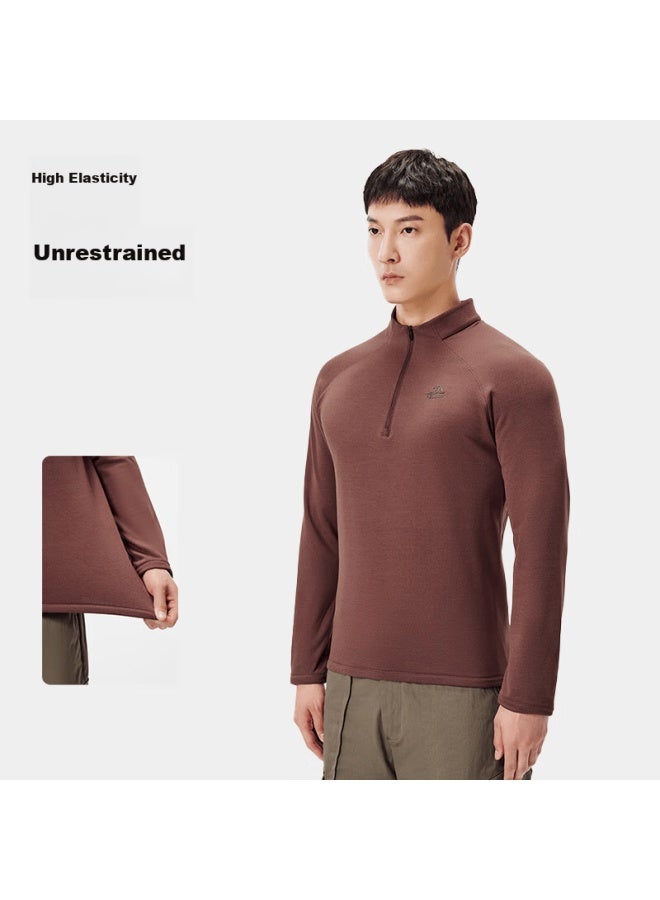 Pelliot Outdoor Fleece Jacket For Men And Women, Spring And Autumn Antibacterial Warm Clothing, Stand-up Collar T-shirt Inner Layer Base Shirt 114315385 Black L - Image 2
