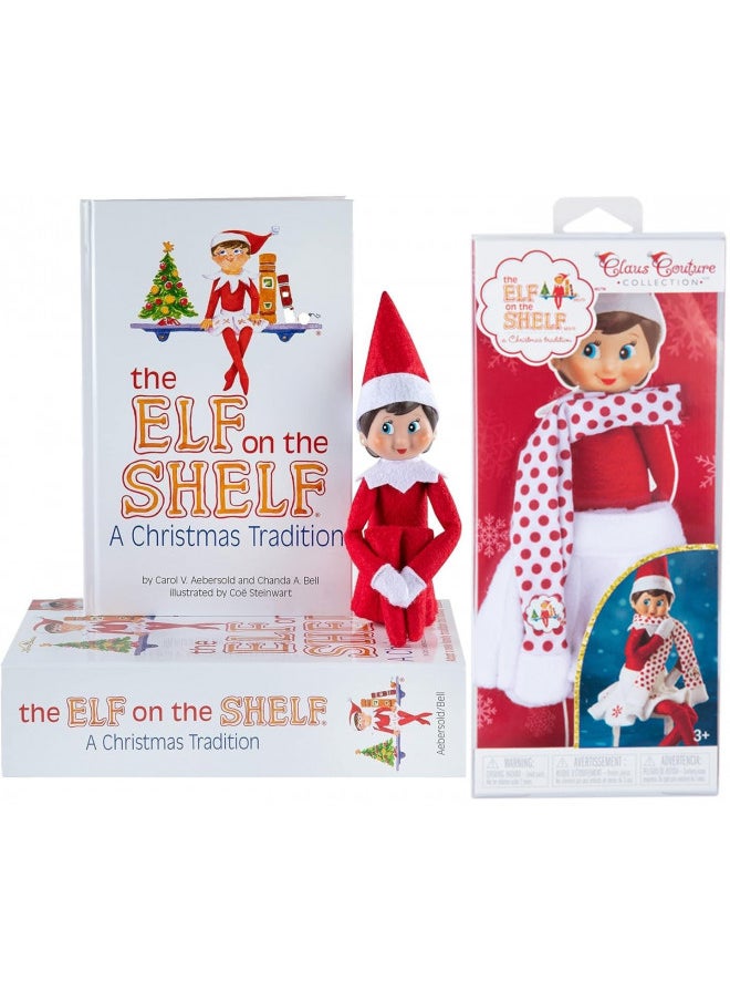 The Elf on the Shelf The Elf on the Shelf: A Christmas Tradition Girl Scout Elf (Blue Eyed) with Claus Couture Collection Snowflake Skirt & Scarf Outfit  - Image 1