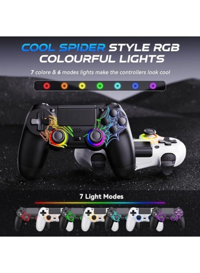 Wireless Controller for PS4, White Crack Custom Design with RGB Light,1000mAh Battery and 3.5mm Audio Jack, V2 Gamepad Joystick Compatible with PS4/Slim/Pro and Windows PC (white) - Image 2