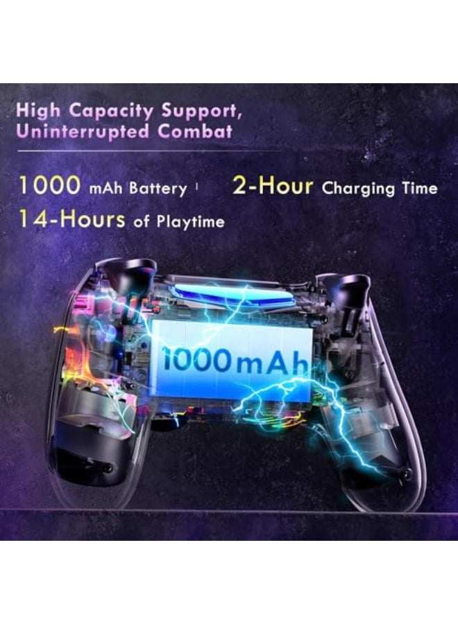 Wireless Controller for PS4, White Crack Custom Design with RGB Light,1000mAh Battery and 3.5mm Audio Jack, V2 Gamepad Joystick Compatible with PS4/Slim/Pro and Windows PC (white) - Image 5