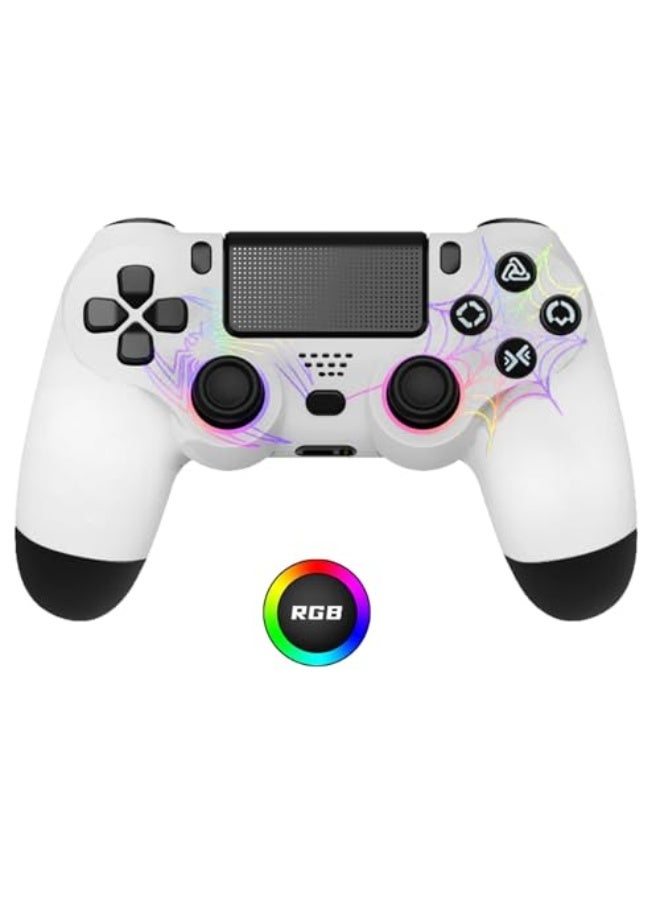 Wireless Controller for PS4, White Crack Custom Design with RGB Light,1000mAh Battery and 3.5mm Audio Jack, V2 Gamepad Joystick Compatible with PS4/Slim/Pro and Windows PC (white) - Image 1