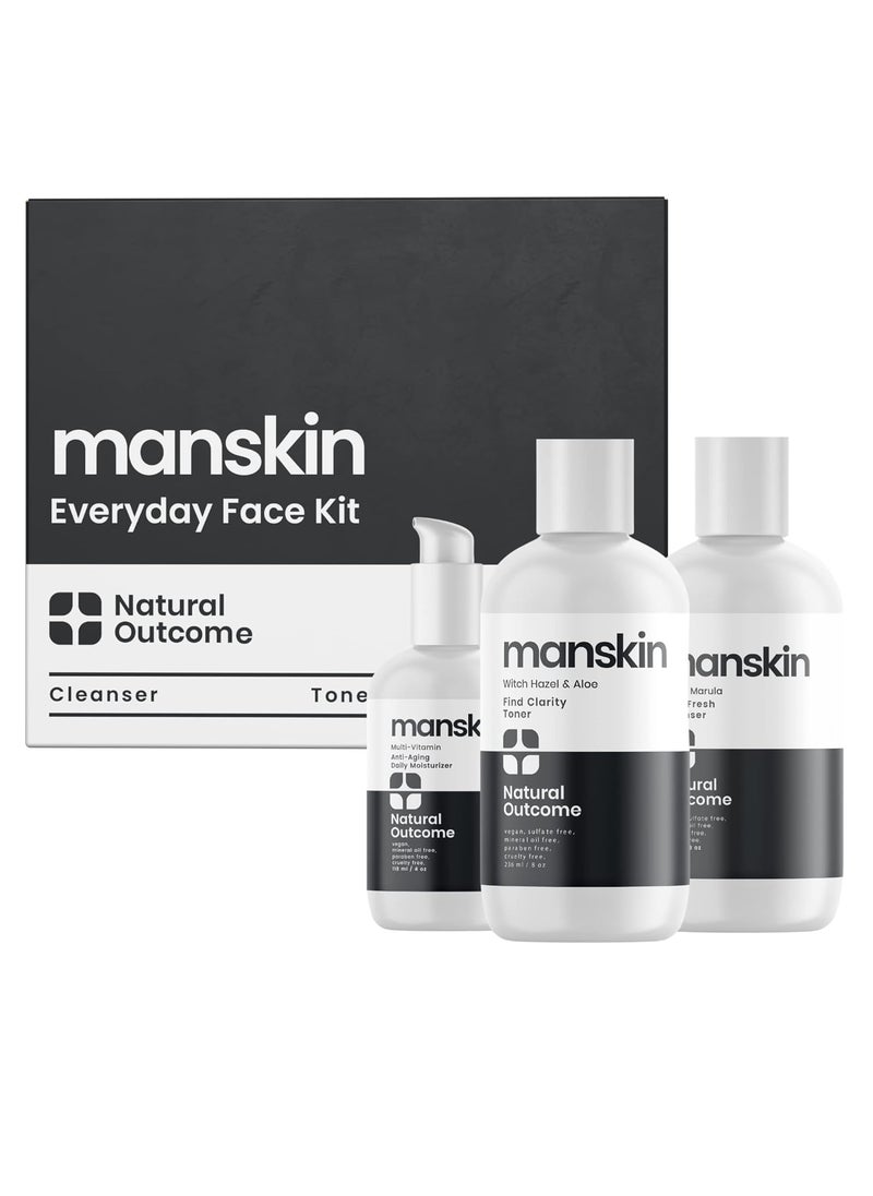 natural outcome - Mens Skin Care Kit  Mens Facial Care Kit for Men Skincare  AntiAging Daily 3 Step Face Care Regimen Includes Rejuvenating Facial Cleanser Balancing Toner  Hydrating Moisturizer - Image 1