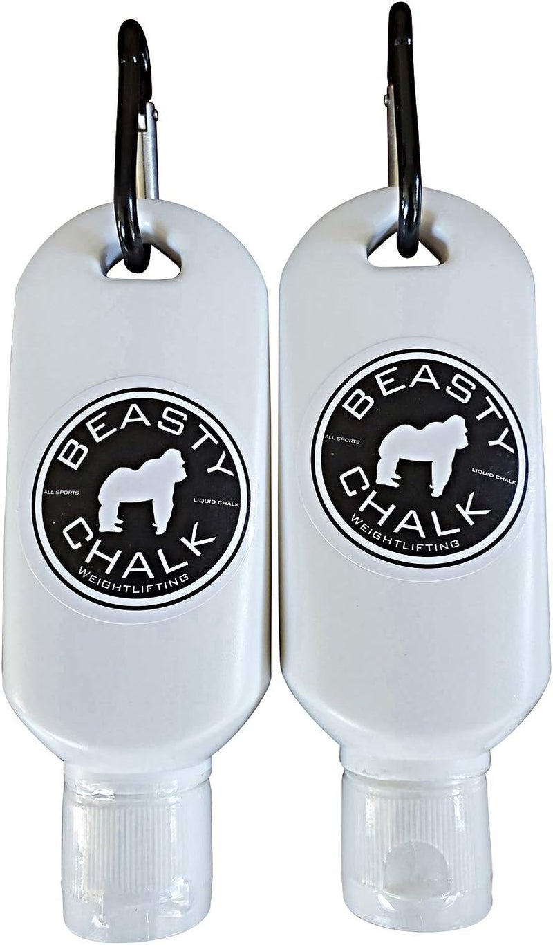 Beasty Chalk Liquid Chalk Combo Pack – 2-Pack (60ml Each) Grip Enhancer with Carabiners for Weightlifting, Climbing, Gymnastics & More – Long-Lasting, No-Mess, Fast-Drying Formula - Image 1