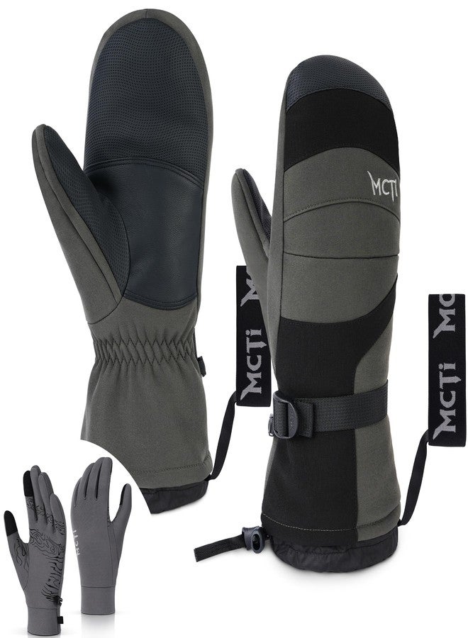 MCTi 2 in 1 Winter Ski Gloves for Men, Waterproof Snowboard Gloves, Thick Ski Mittens & Fleece Glove Liners, 2 Pairs - Image 1