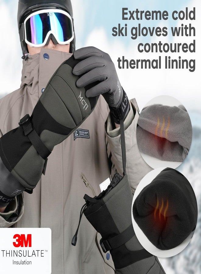 MCTi 2 in 1 Winter Ski Gloves for Men, Waterproof Snowboard Gloves, Thick Ski Mittens & Fleece Glove Liners, 2 Pairs - Image 2