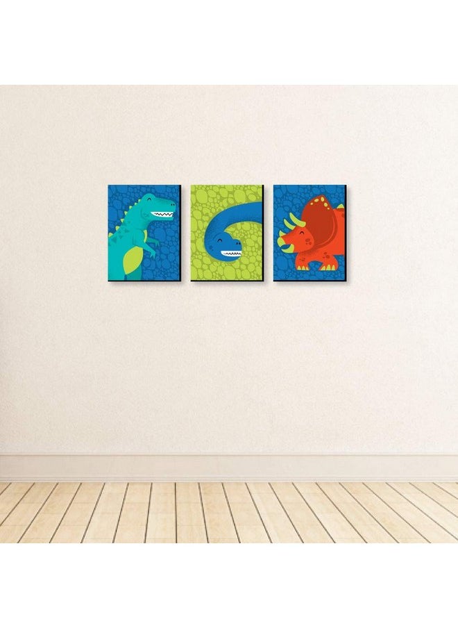 Big Dot of Happiness Big Dot of Happiness Roar Dinosaur - Dino Mite T-Rex Nursery Wall Art and Kids Room Decorations - Gift Ideas - 7.5 x 10 inches - Set of 3 Prints  - Image 2