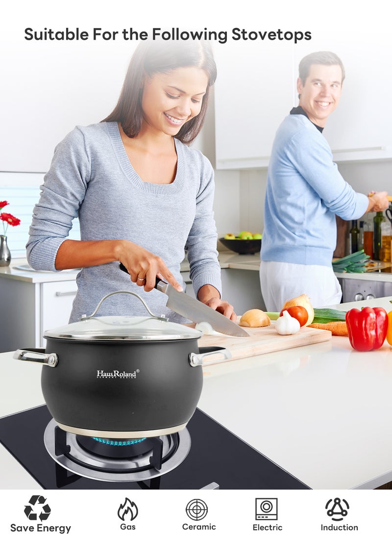 HausRoland Cookware Set with Utensils, Stainless Steel Cooking Sets, Non-stick Pots and Pans Set, 18-Piece Set, Pots, Pans and Utensils, Black - Image 3