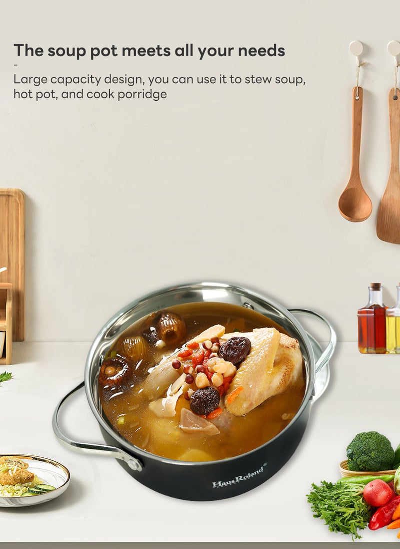 HausRoland Cookware Set with Utensils, Stainless Steel Cooking Sets, Non-stick Pots and Pans Set, 18-Piece Set, Pots, Pans and Utensils, Black - Image 4