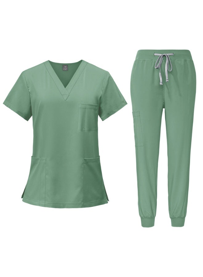 NIBEMINENT Summer Doctor Nurse Uniforms Work Uniforms Beauty SPA Pet Hospital Dental Surgery Hand Wash Gowns Split Suit - Image 1