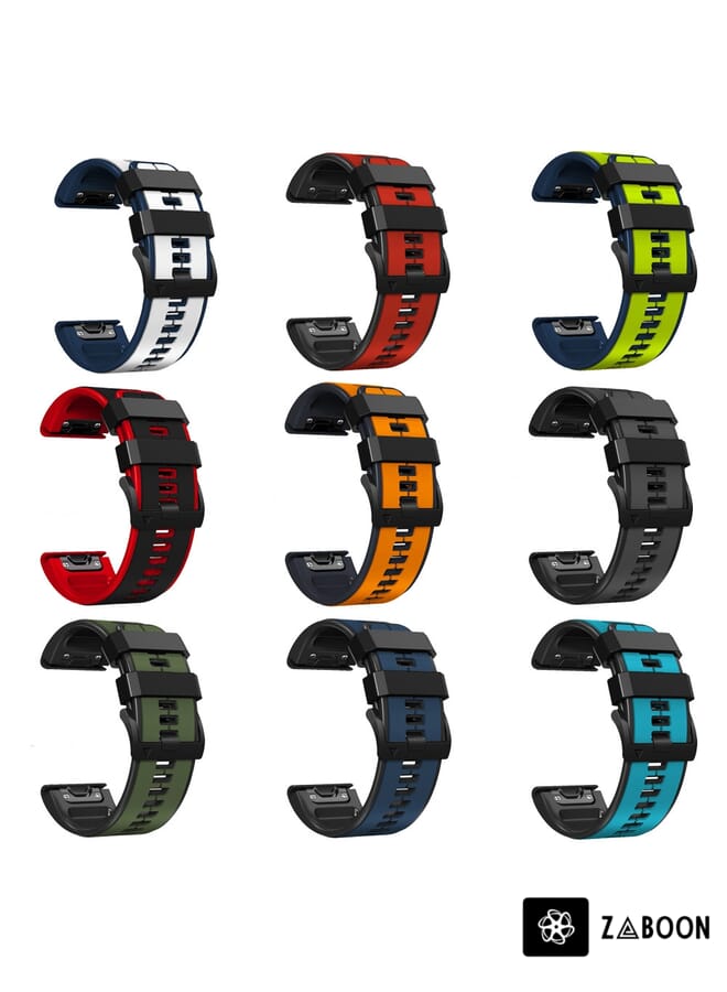 Zaboon Replacement Watch Band For Garmin Fenix 6X 26mm Silicone Sports Two-Color - Image 4