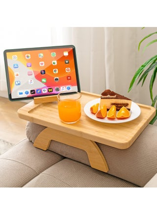 Bamboo Sofa Clip on Side Table for Wide Couches Arm, Foldable Couch Tray with 360° Rotating Phone Holder, Armrest Table for Eating/Drinks/Snacks/Remote - pzsku/ZE98290E94A6C0A55FC13Z/45/_/1700292091/08077374-4d83-4a4c-94ab-115b087f7c52