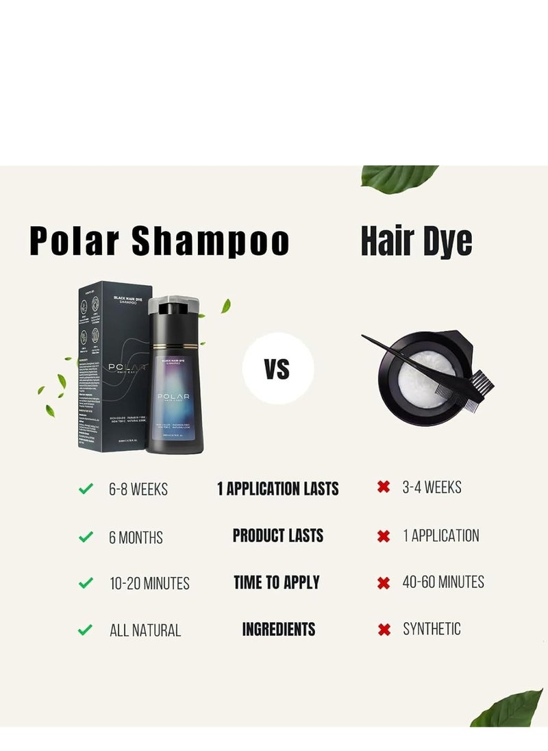 POLAR - Polar Hair Dye Shampoo, Polar Hair Care, Polar Hair Care Instant Dye Shampoo, Natural Hair Color Shampoo For Gray Hair Coverage, Polar Haircare Suitable For Women & Men 200ml (Dark Brown) - Image 1