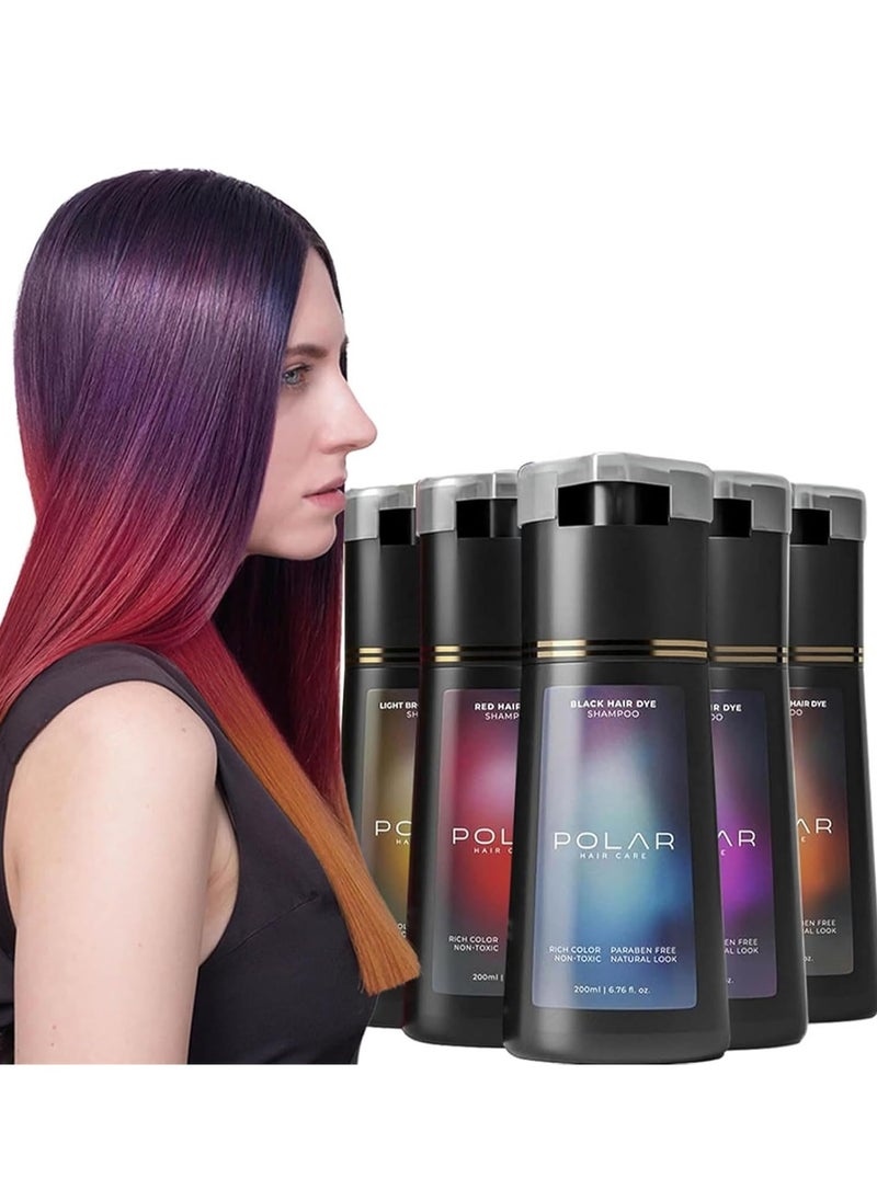 POLAR - Polar Hair Dye Shampoo, Polar Hair Care, Polar Hair Care Instant Dye Shampoo, Natural Hair Color Shampoo For Gray Hair Coverage, Polar Haircare Suitable For Women & Men 200ml (Dark Brown) - Image 1