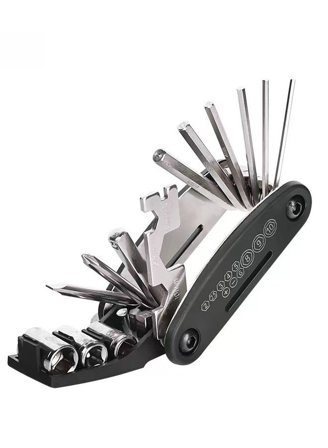 10 in 1 Multifunctional Foldable Screwdriver Tool Set: 4 Screwdrivers, 6 Hex Keys, Pocket Tool, Compatible with Camera Cage Rig Tripod QR Plate, black - Image 1