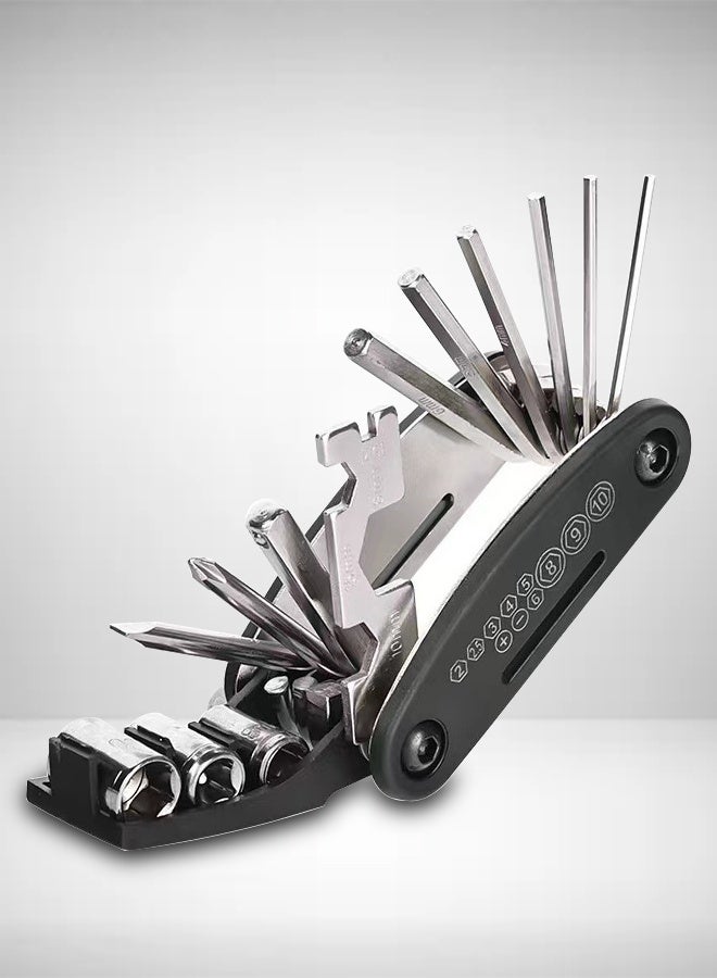 10 in 1 Multifunctional Foldable Screwdriver Tool Set: 4 Screwdrivers, 6 Hex Keys, Pocket Tool, Compatible with Camera Cage Rig Tripod QR Plate, black - Image 3